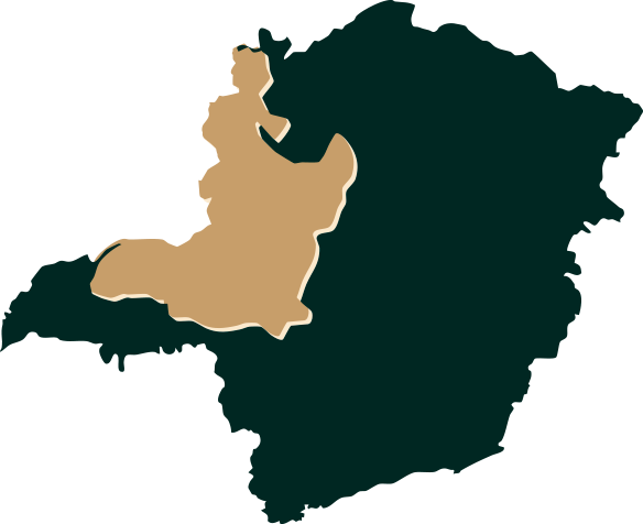 Mapa de Minas com o Cerrado Mineiro destacado